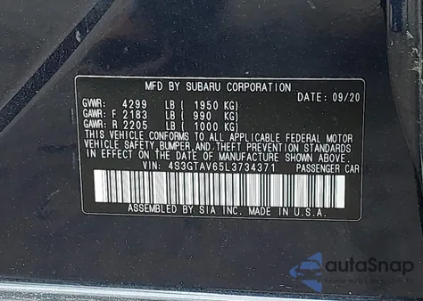 2020 Subaru Impreza Premium 5-Door from USA, damaged, VIN 4S3GTAV65L3734371